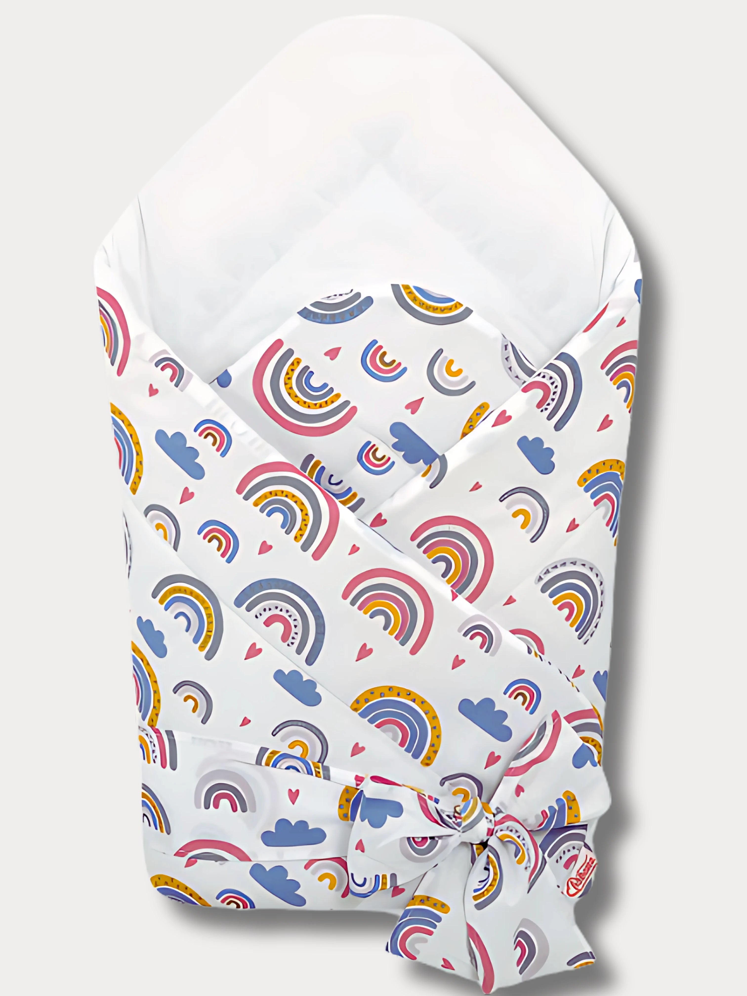 Nid d’ange pour bébé en coton certifié Oeko-Tex®, motif arc-en-ciel multicolore, fabriqué à la main en Europe