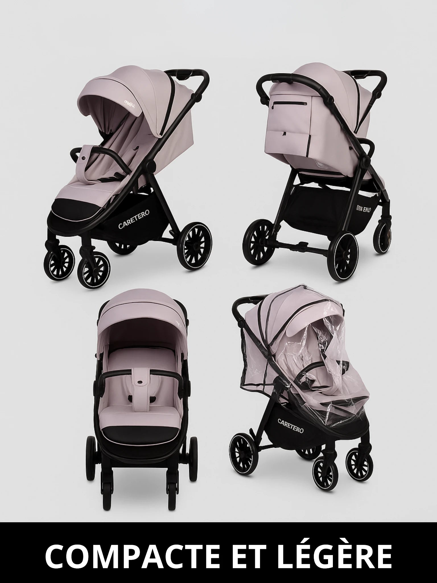 Poussette citadine smoky Caretero légère et compacte