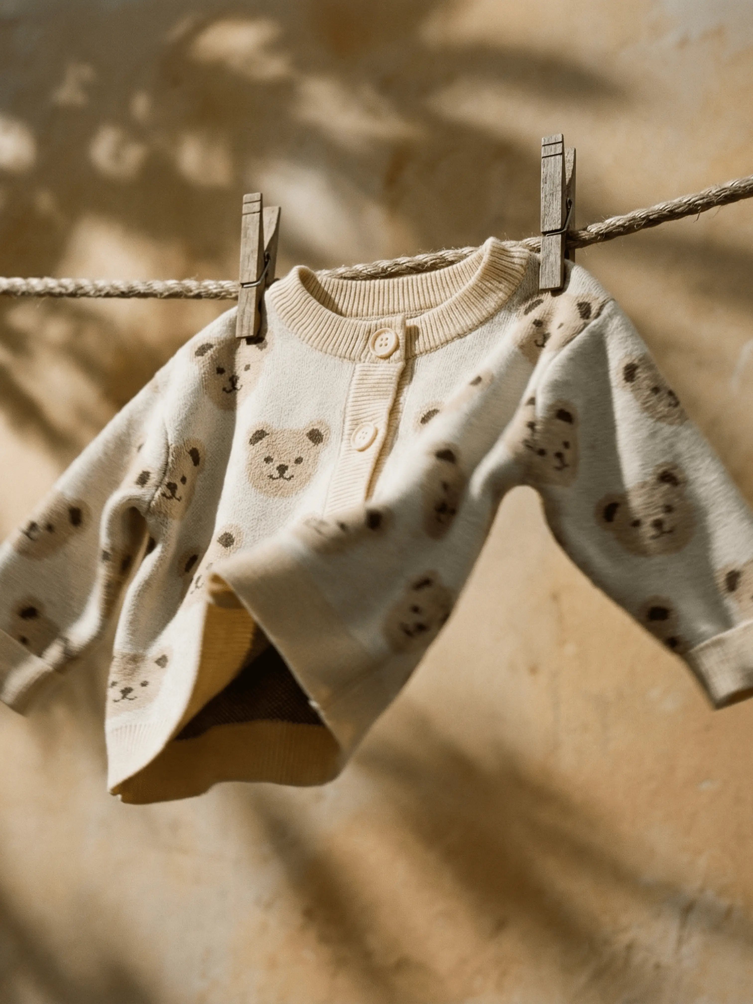 Cardigan bébé ourson en maille – Doux & facile à enfiler