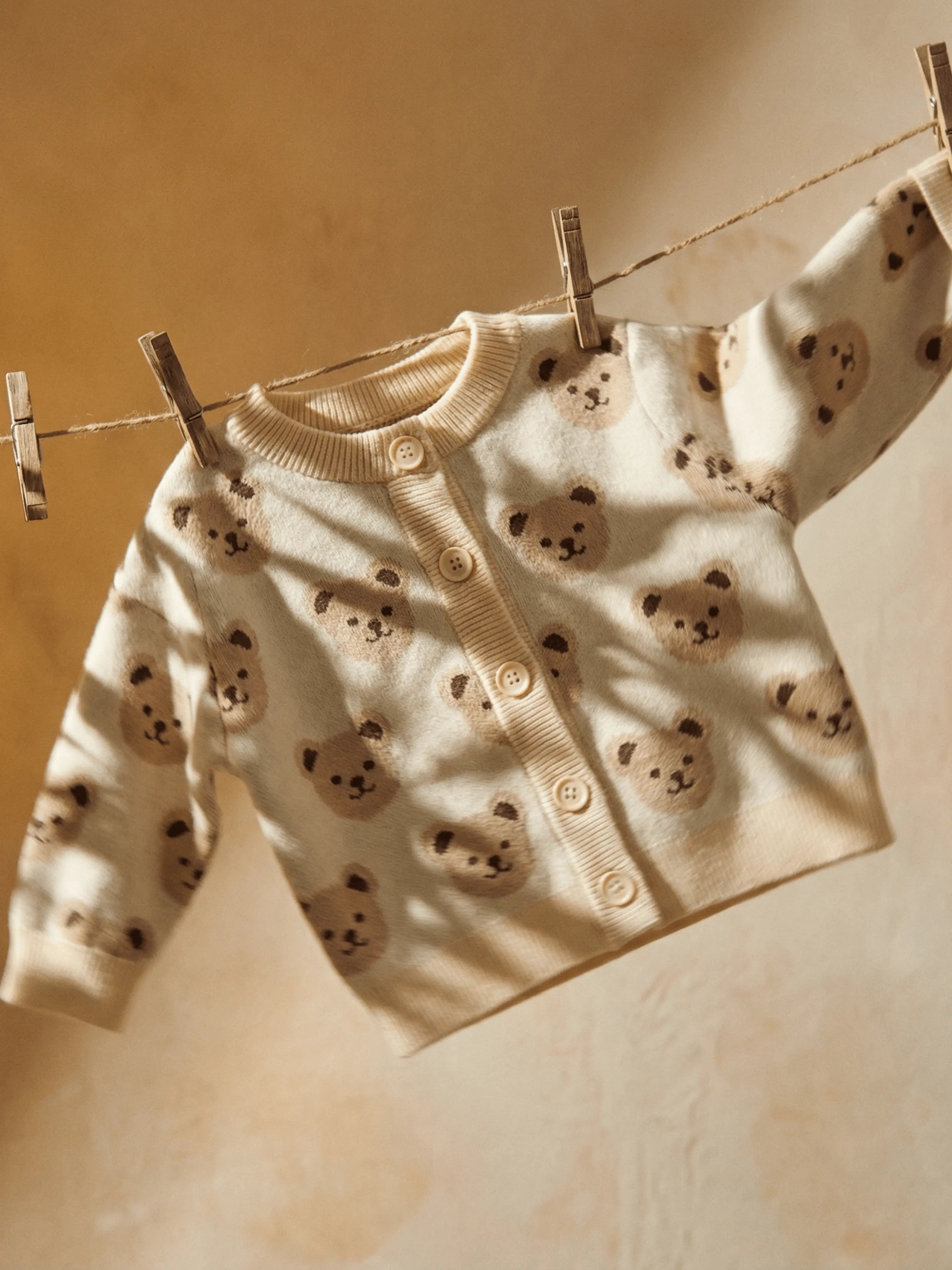 Cardigan bébé ourson en maille – Doux & facile à enfiler