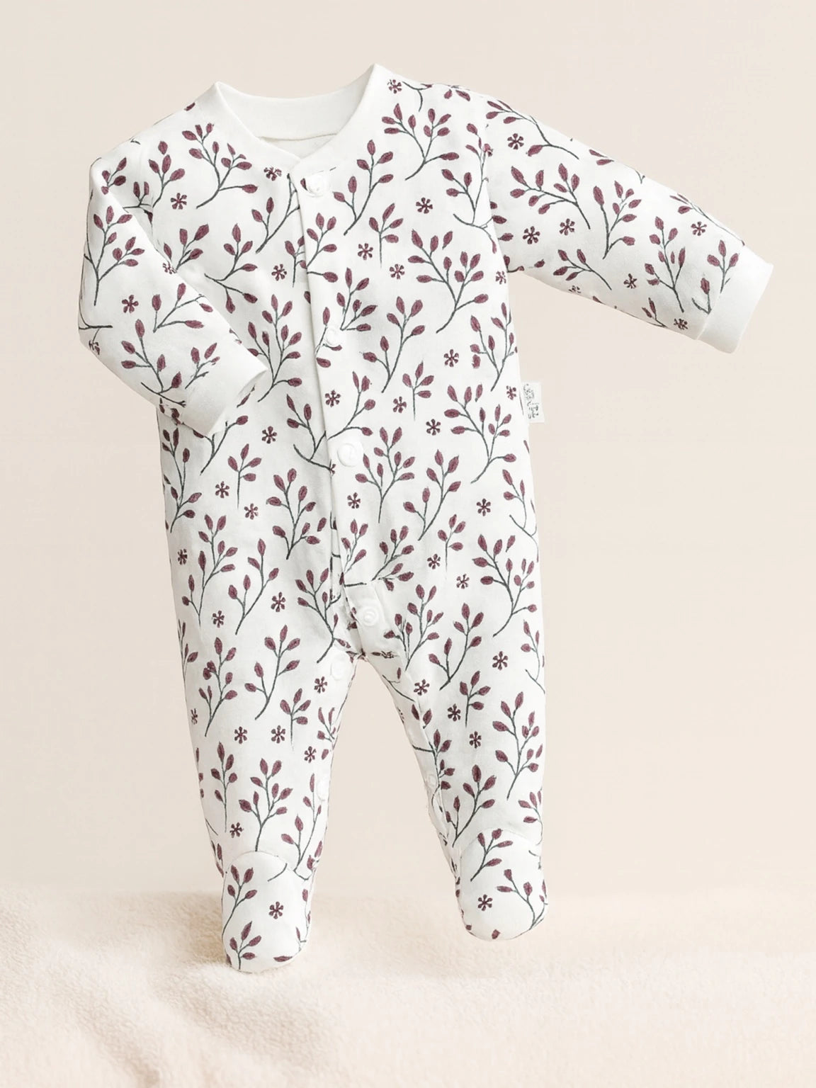 Pyjama à pieds fleuri en coton doux Oeko-Tex®