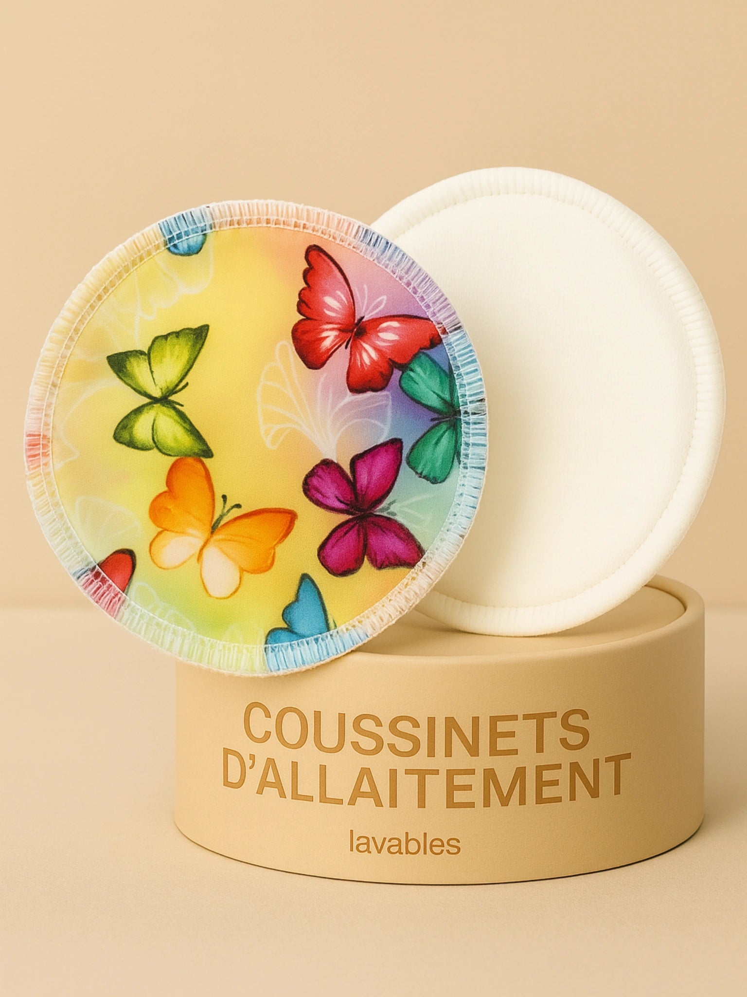 Lot de 2 Coussinets d’allaitement lavables Oeko-Tex® Papillons – Ultra-absorbants & réutilisables (Jour & Nuit)