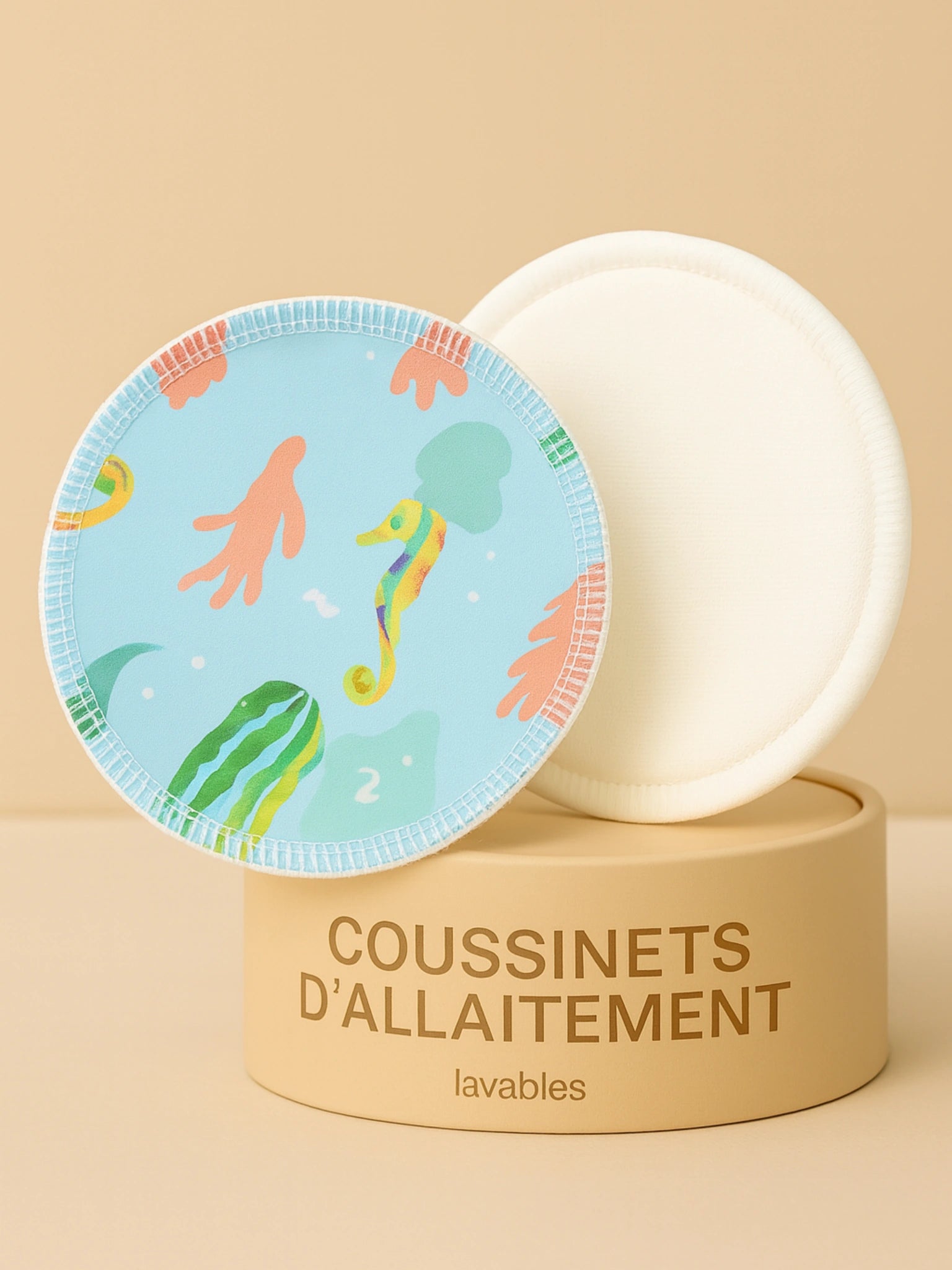 Lot de 2 Coussinets d’allaitement lavables Oeko-Tex® Océan – Ultra-absorbants & réutilisables (Jour & Nuit)