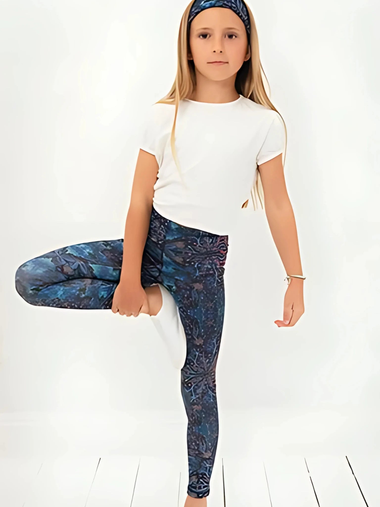 Legging enfant bleu galaxie (stretch Oeko-Tex®)