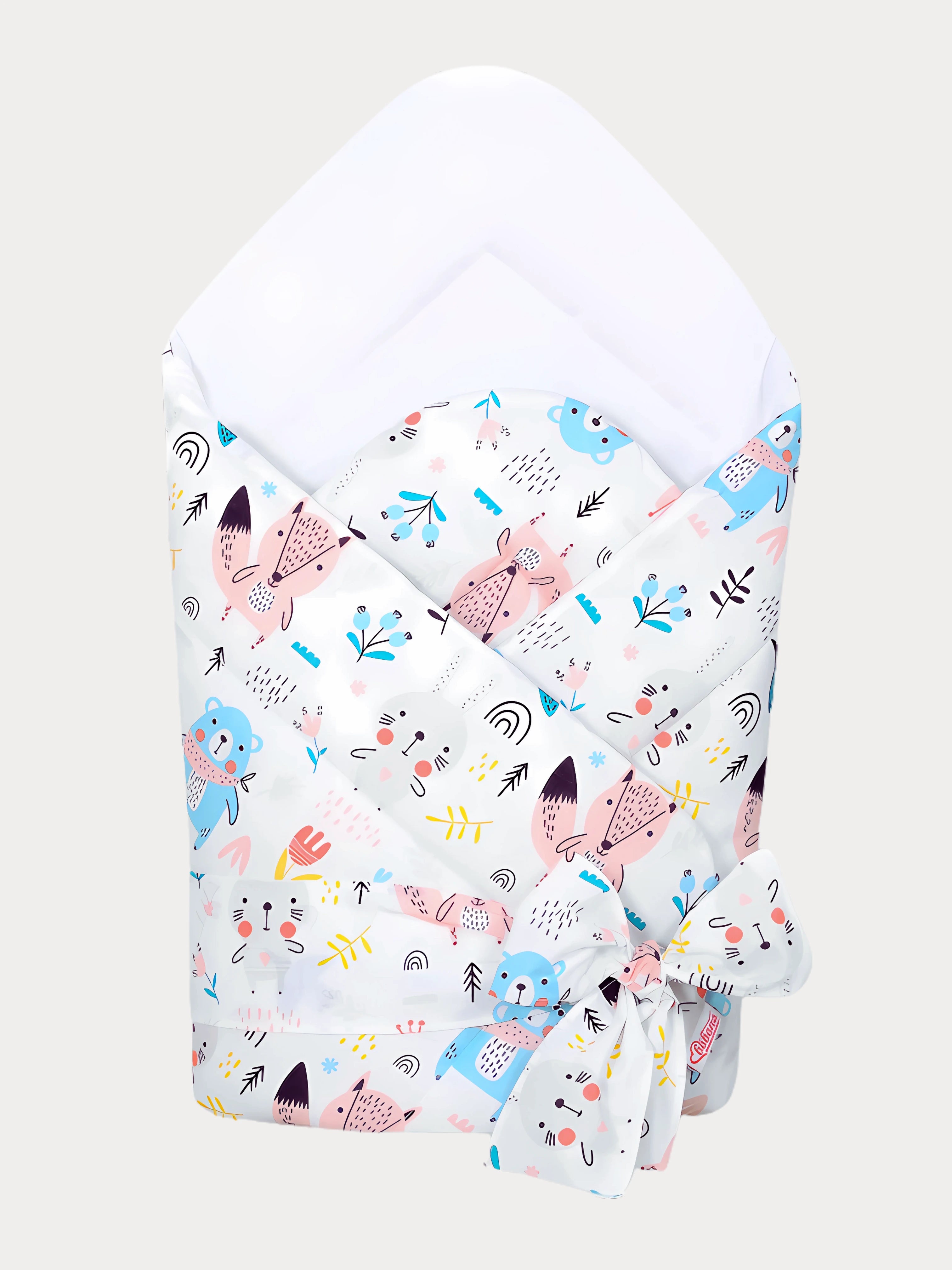 Nid d’ange fait main pour bébé, imprimé animaux, en coton certifié Oeko-Tex avec ruban à nouer