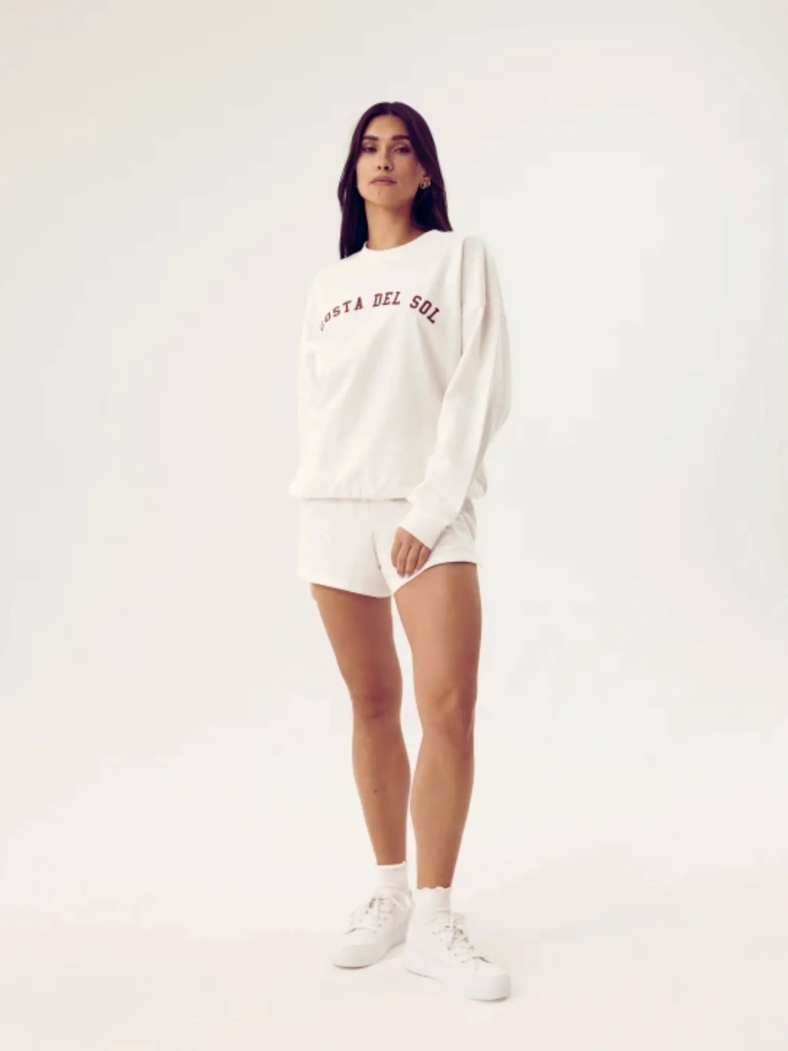 Ensemble sweat et short en coton doux blanc en coton Oeko-Tex®