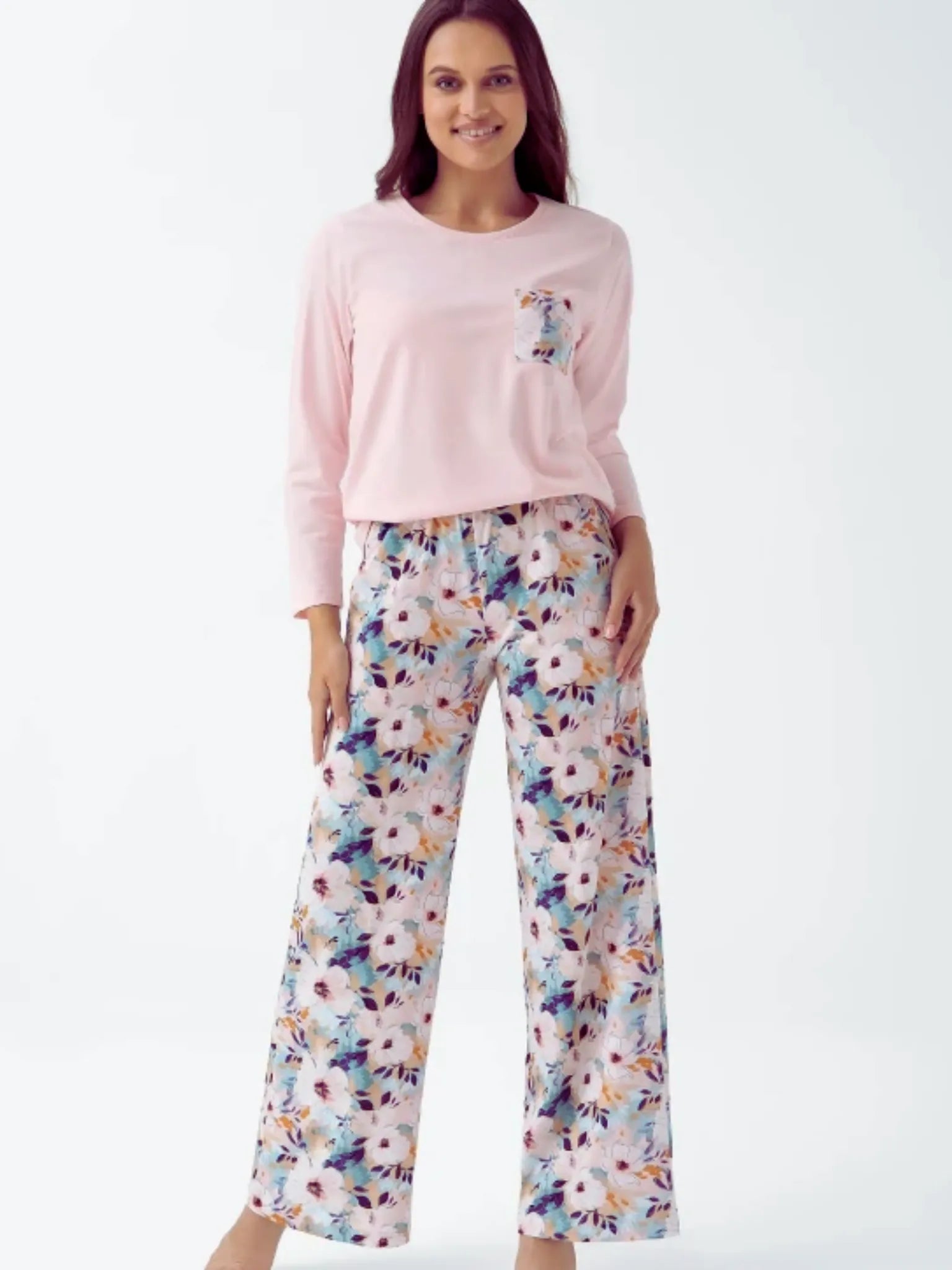 Pyjama femme floral manches longues | coton respirant Oeko-Tex®
