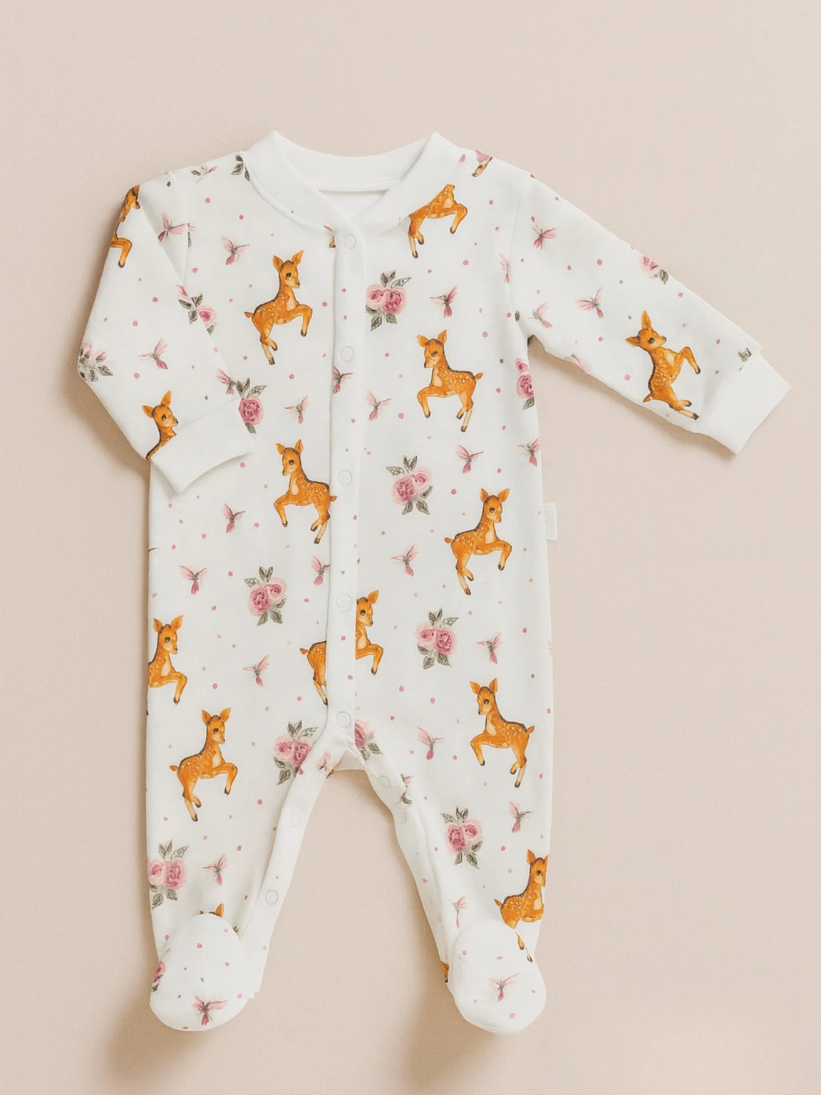 Pyjama à pieds en coton ultra doux Oeko-Tex® Faon & fleurs
