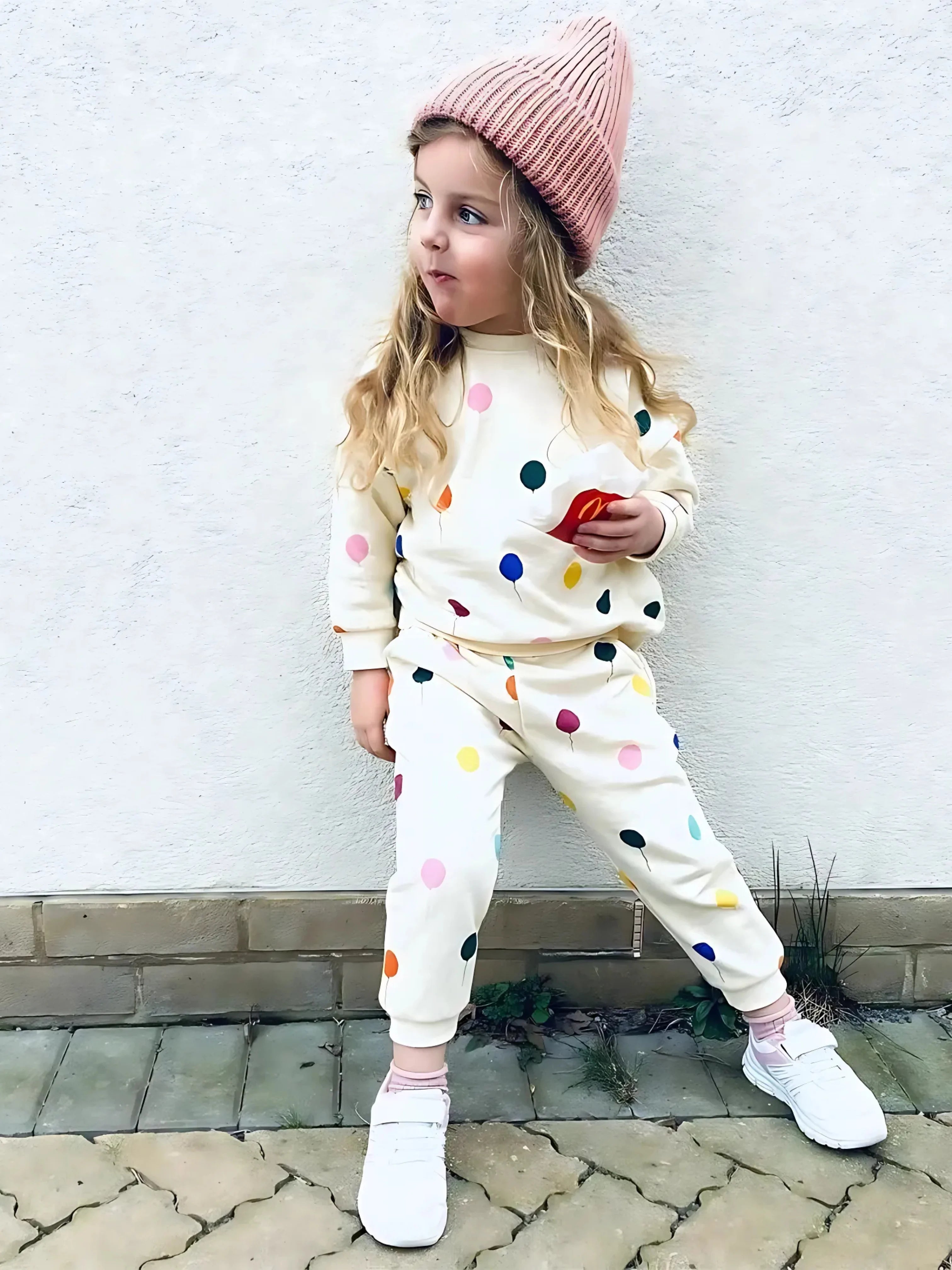 Motifs Ludiques & Tenue Confort au Quotidien - L'Ensemble Sweat & Pantalon Ballons Multicolores