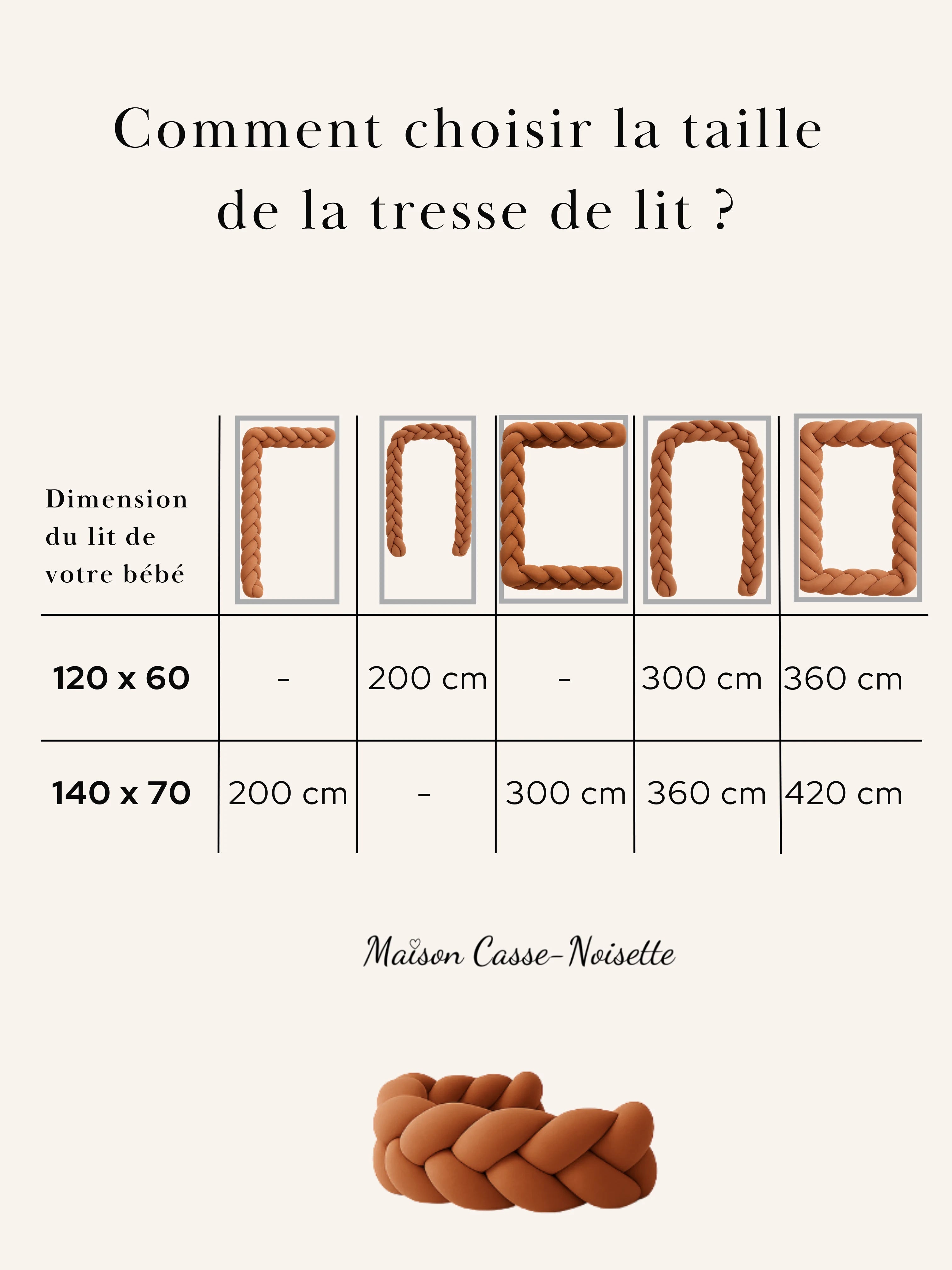 Tresse de lit Vert d'Eau 3 brins Oeko-Tex®